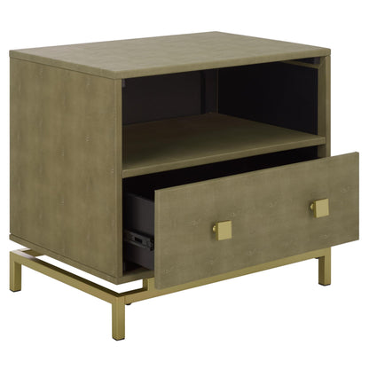 Safavieh Home Collection Meilana Light Taupe/Brass 1-Shelf 1-Drawer Nightstand