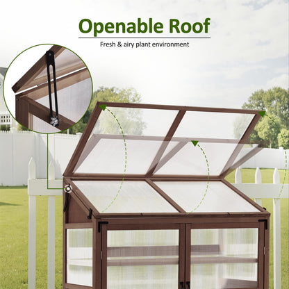 Macrout Cold Frame Greenhouse, Large Wooden Greenhouse Cabinet, Garden Cold Frame with Adjustable Shelves for Outdoor Indoor Use, 1344 (Brown)