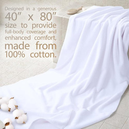 Cotton Paradise 100% Cotton Oversized Bath Sheet - Extra Large 40x80 White Turkish Towel