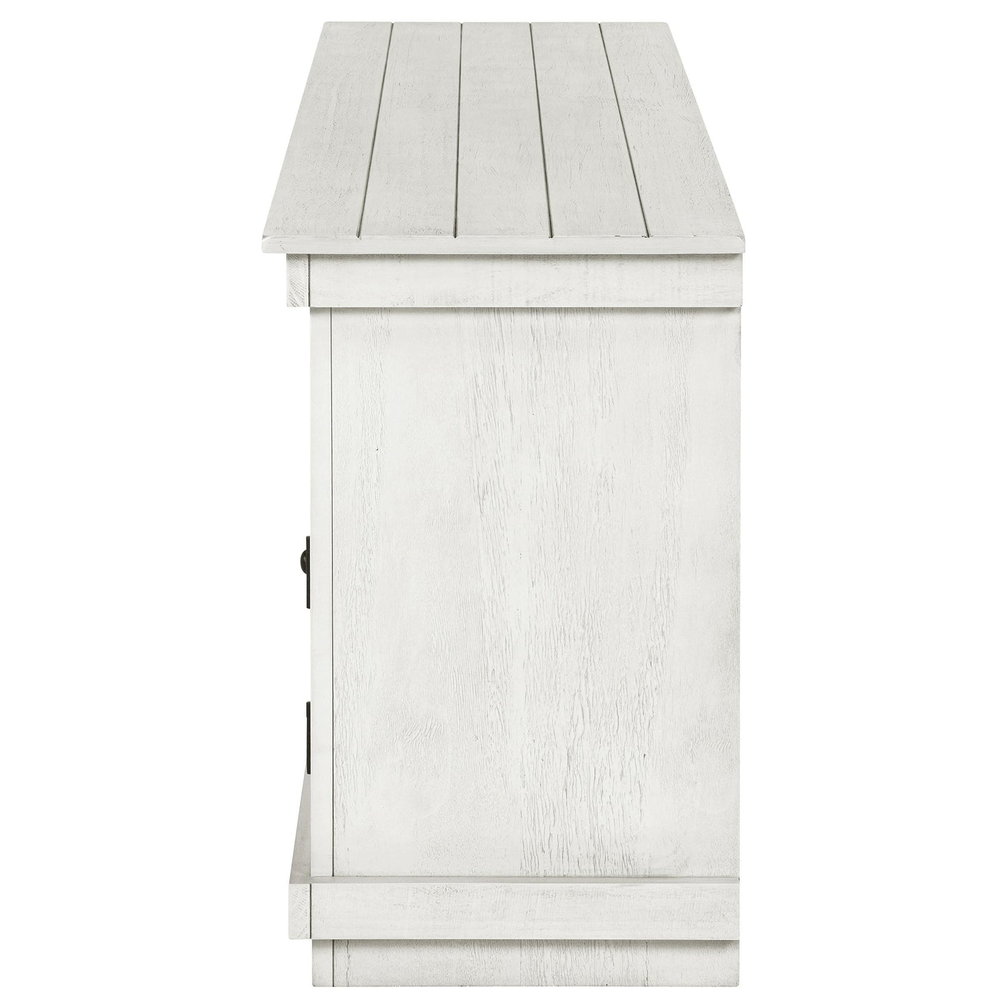 Coaster Home Furnishings - Payne - Wood - TV Stand with Two Door Cabinets, Shelves, Roughhewn Details and Farmhouse Style - Living Room - 60-Inch - Distressed White - 710052