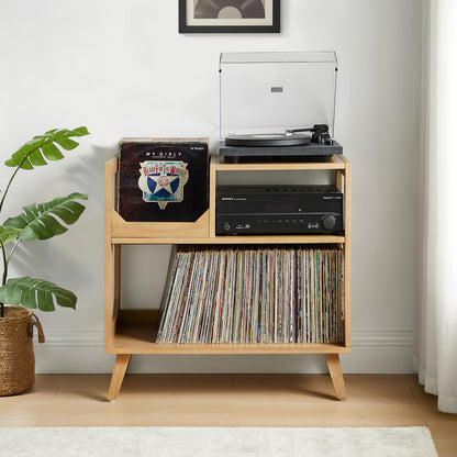 Crosley Furniture Asheville Mid-Century Modern Record Player Stand, Storage for Vinyl Records, Media Console, Natural