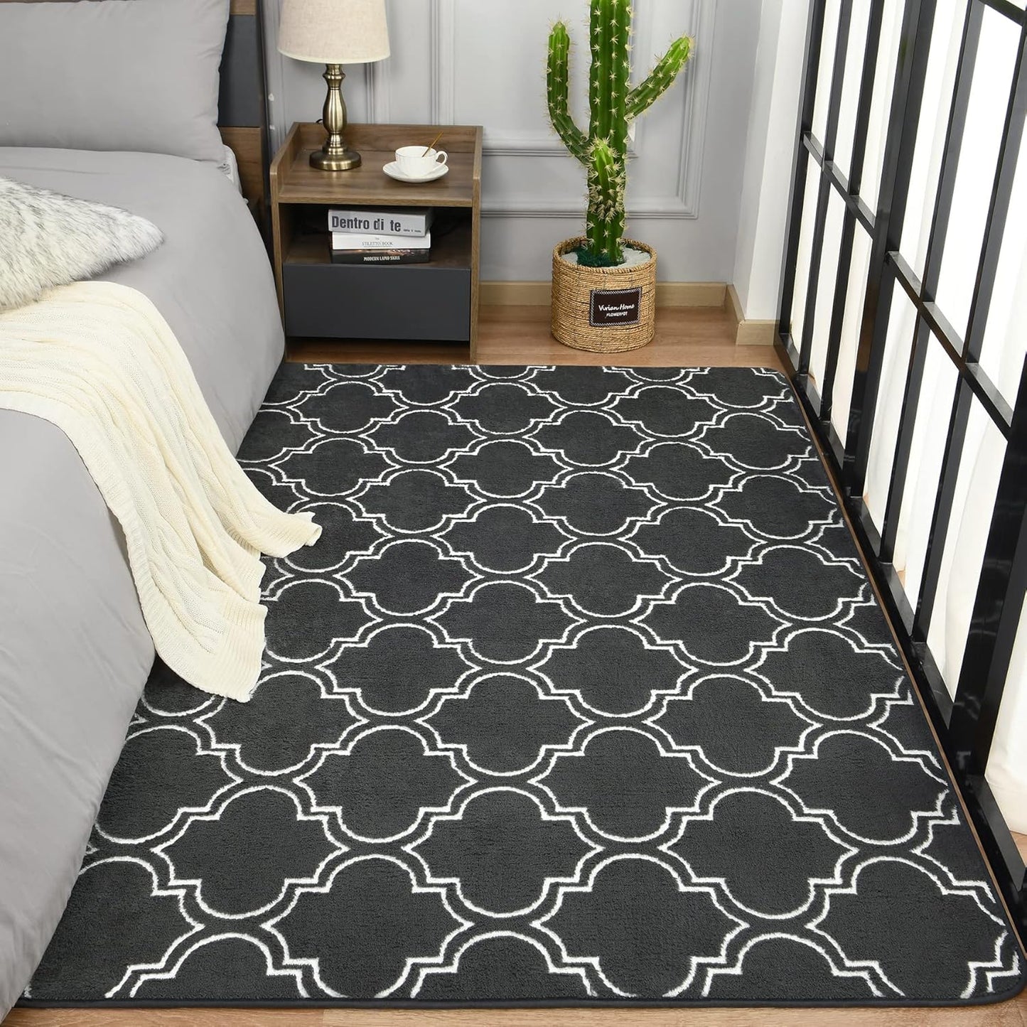 4x6 Chicrug Shag Geometric Modern Area Rug for Bedroom, Feet Memory Foam Indoor Carpet, Fluffy Rug for Living Room