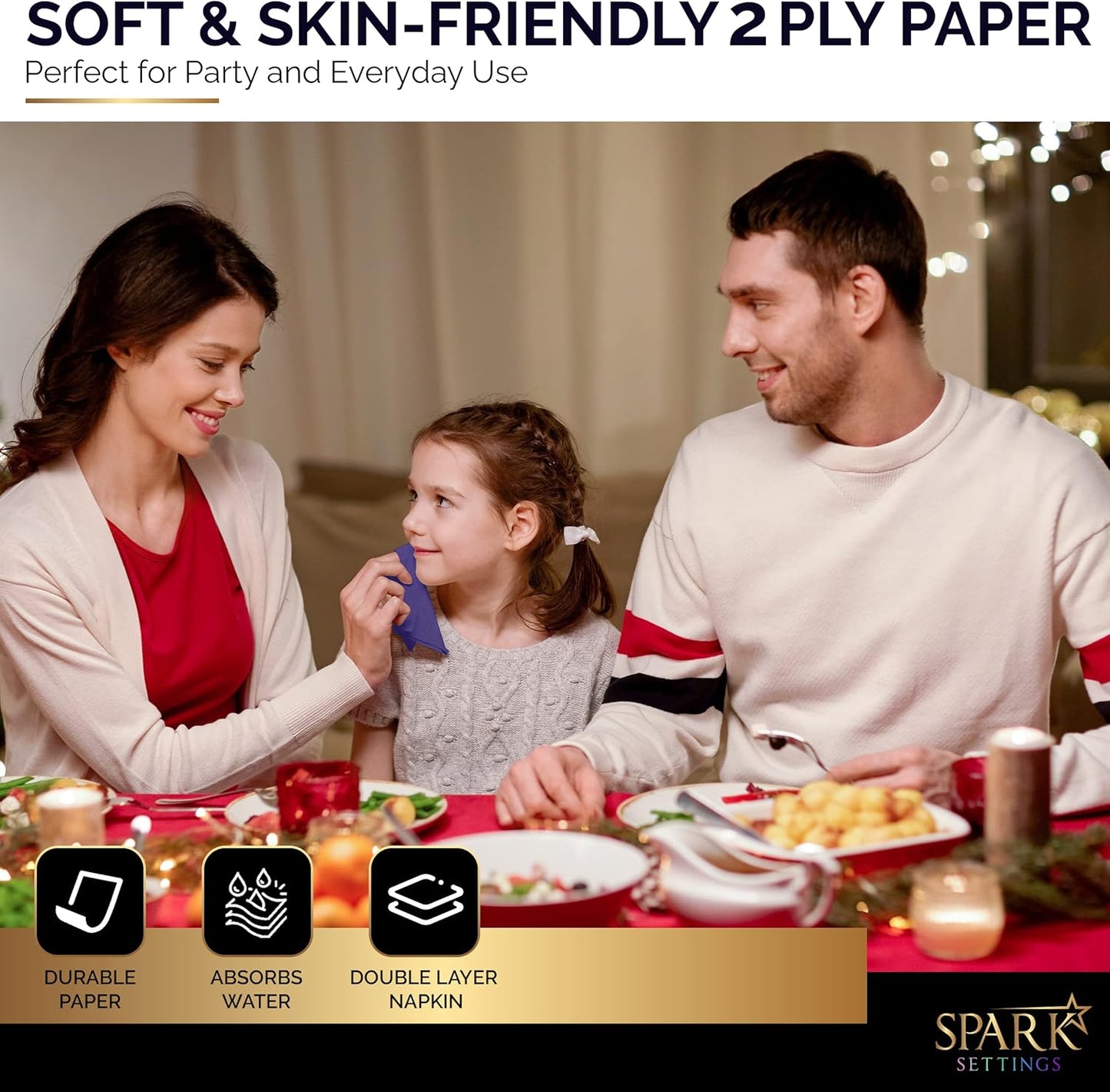 Dinner Napkins Disposable Guest Towels - Purple Beverage Napkins, Soft & Absorbent, 8” x 4.5”, Pack of 40 by Amcrate