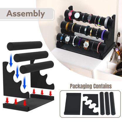 Comelyjewel 3 Tier Velvet Jewelry Organizer Stand for Bracelets, Watches & Necklaces – Space Saving Display Holder for Vanity & Vendor Booths