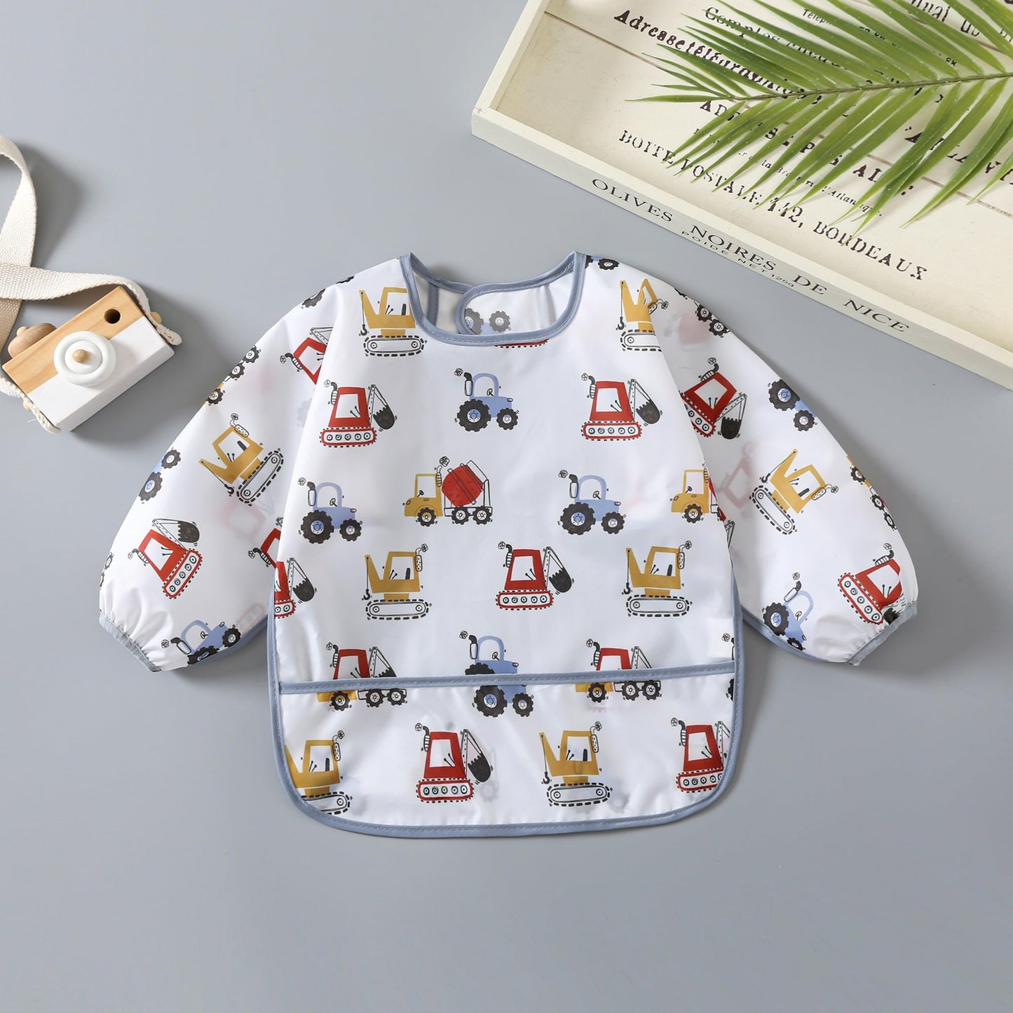 YeeLauf Sleeved Bib,5 Pack,Waterproof Shirt Bibs for Baby 3-24 Months Wipe Clean
