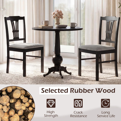 Giantex Wooden Dining Chairs Set of 4, Upholstered Kitchen Chairs with Solid Rubber Wood Frame, Hollowed Backrest & Soft Padded Seat, Armless Dining Chairs for Kitchen, Dining Room, Black & Gray