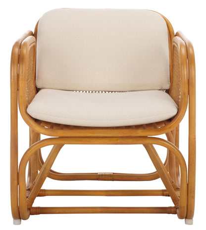 SAFAVIEH Couture Collection Brauner Tropical Coastal Natural Rattan Pole Accent Chair (Fully Assembled)
