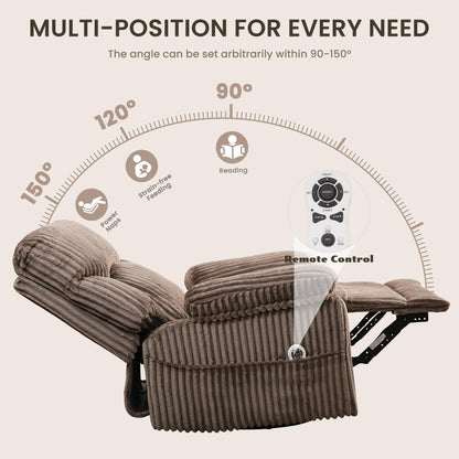 GRAINELL Swivel Rocker Recliner Chair with Massage and Heat, USB Charging Port, Infinite Position Power Recliner, Electric Glider Rocking Chairs for Living Room, Nursery (Brown)