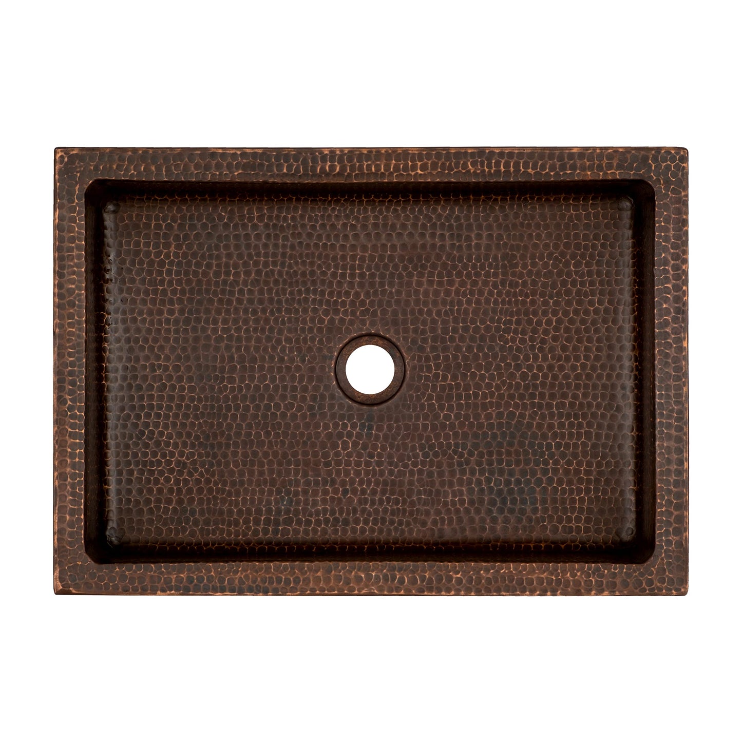 Premier Copper Products VREC20SK1DB 20" Rectangle Skirted Vessel Hammered Copper Sink