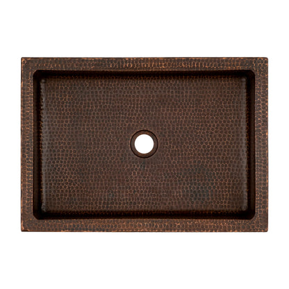 Premier Copper Products VREC20SK1DB 20" Rectangle Skirted Vessel Hammered Copper Sink