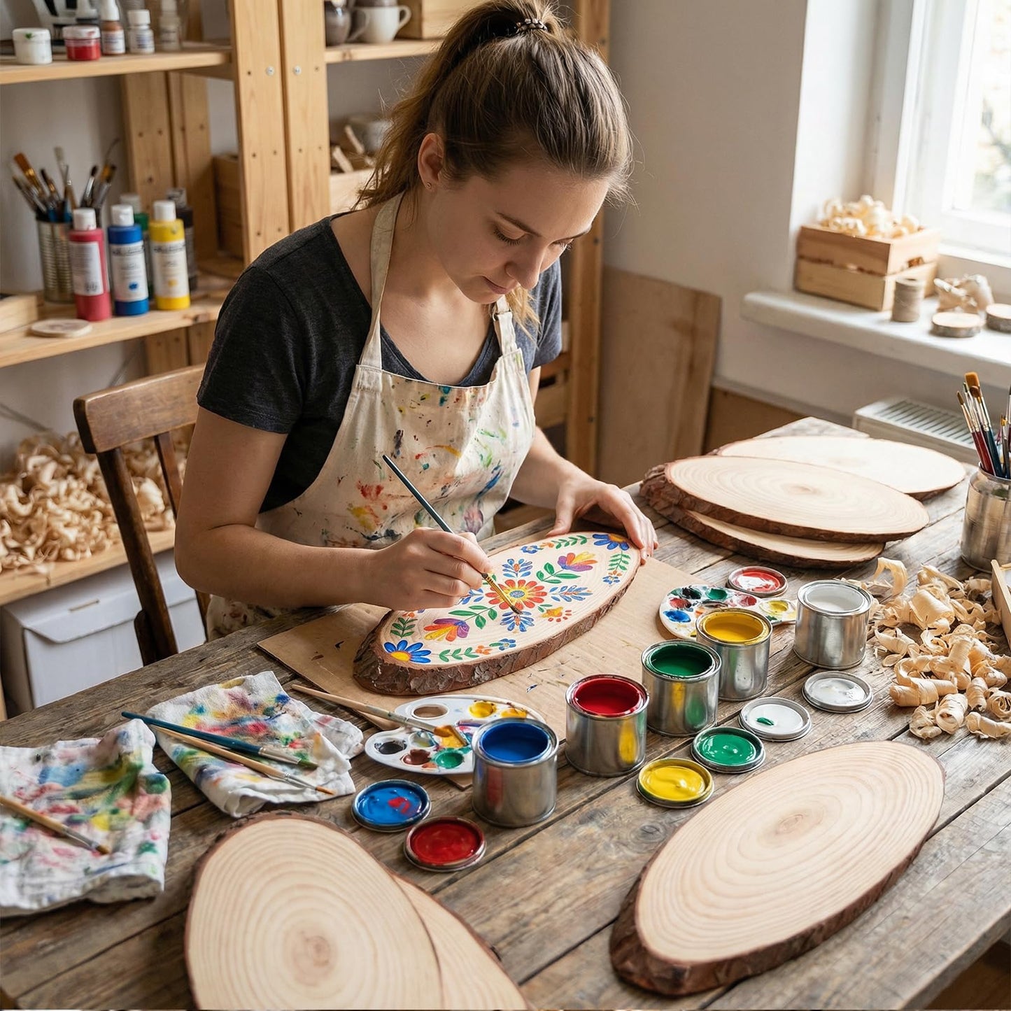 6 Pack 11 Inch Oval Wood Slice Basswood Plaque Hanging Signs with Jute, Unfinished Craft Wooden Slices Hanging Signs with Bark and Small Eye Ring for Burning Painting Crafts DIY, Painting, Ornament