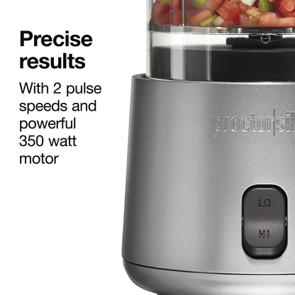 Proctor Silex Durable Electric Vegetable Chopper & Mini Food Processor with 2 Speeds for Chopping, Puree & Emulsify, 3.5 Cups, Silver