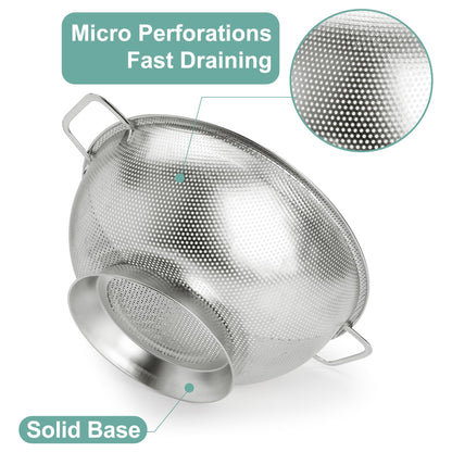 Kaishun Colander Stainless Steel 3-Quart, Kitchen Strainer for Pasta, Fruits Vegetables, Dishwasher Safe