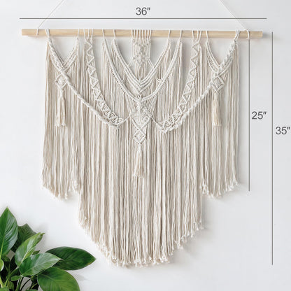Mkono Macrame Wall Hanging Boho Home Decor Chic Woven Decoration for Bedroom Living Room Apartment Dorm Gallery Perfect Handmade Christmas Gift Ideas, 1 Pack, Large Size, 36"x35"