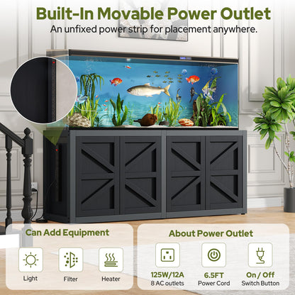 knoworld 125-150 Gallon Fish Tank Stand with Power Outlet, 71"×18.9" Tabletop, 3500LBS, Fits 125/150 Volumns Aquariums, Capacity, Heavy Duty Aquarium Stand & Terrarium Stand with Adjustable Shelf