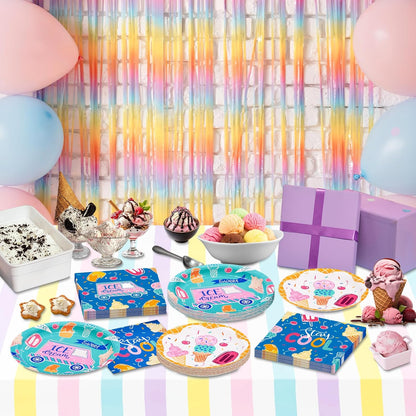 16 Ice Cream Plates and napkins Party Decorations Ice Cream Van and Popsicle Party supplies tableware bulk