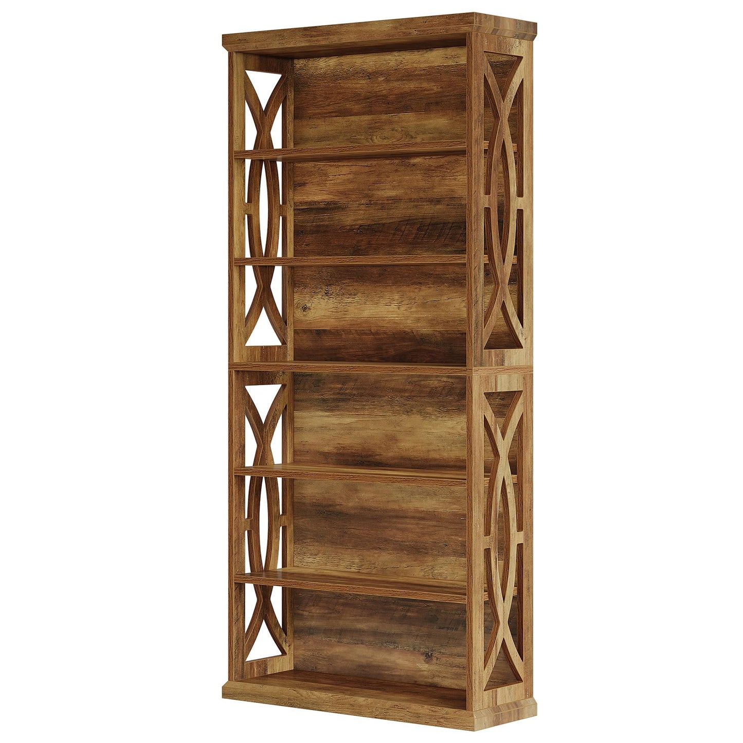 Tribesigns 6-Tier Bookshelf, 71 Inches Tall Freestanding Bookcase, Large Industrial Bookshelves Display Shelves, Wooden Book Shelf for Home Office, Living Room, Bed Room, Rustic Brown, 2pcs