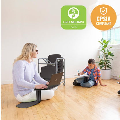 ECR4Kids The Surf Portable Lap Desk with Storage Cart, Flexible Seating, Black, 10-Pack