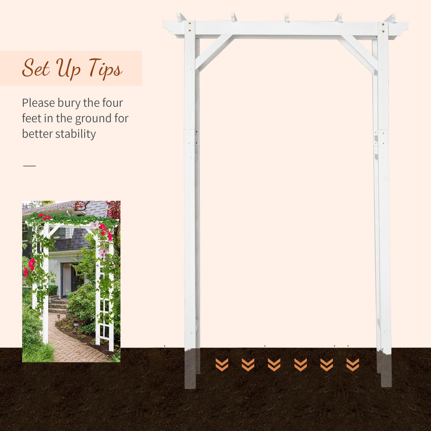85" Wooden Garden Arbor for Wedding & Ceremony, Outdoor Garden Arch Trellis for Climbing Vines – White