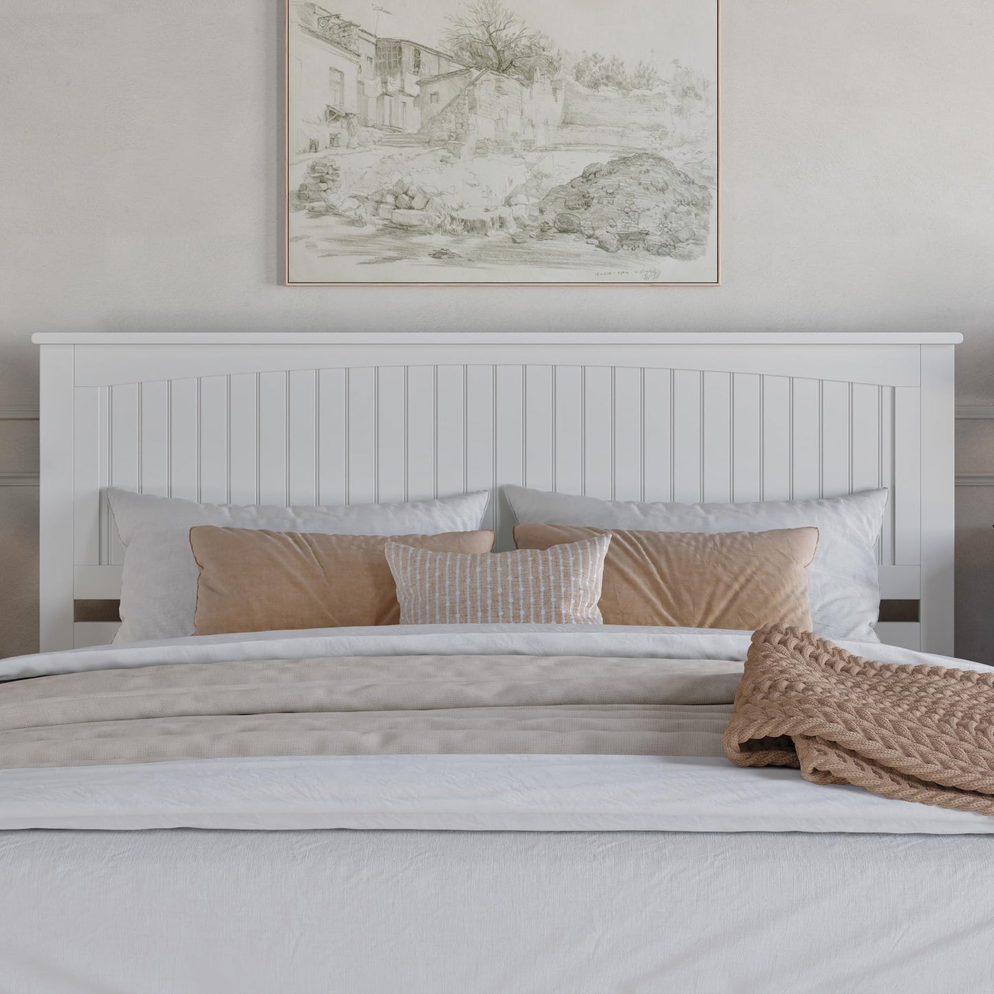 AFI, Malta King Platform Bed with Panel Footboard and Storage Drawers, White