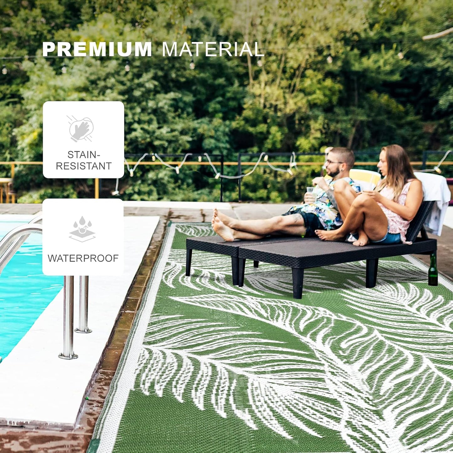 wikiwiki Outdoor Rug, 5x8ft, Waterproof Reversible Mat for Indoor Outdoor, Small Area Plastic Straw Rug