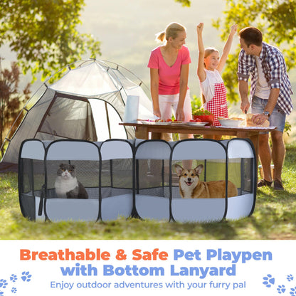 2-in-1 XLarge Pop Up Dog Playpen, Cat Puppy Pet Playpen, Indoor Outdoor Cats Enclosed, Cat Tent Crate Cage Kennel, Portable Playpen for Kitten and Small Animals(No Divider, Unified Space)