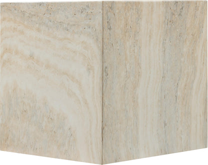 Meridian Furniture 99029Travertine-ET Piazza Collection Art Deco Indoor/Outdoor Concrete End Table with Travertine Finish, 16" W x 16" D x 16" H, Travertine