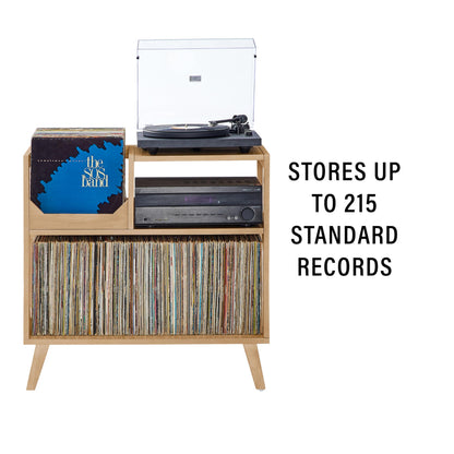 Crosley Furniture Asheville Mid-Century Modern Record Player Stand, Storage for Vinyl Records, Media Console, Natural