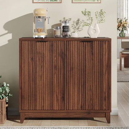 Double Tilt Out Trash Can Cabinet with Odor Control, Outlets, Fluted Trash Cabinet 13 Gallon Hidden Bin Storage, Modern Kitchen Cabinet with Soft-Close Door, Laundry Hamper Cabinet for Bathroom