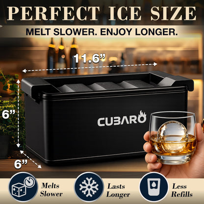 Clear Ice Ball Maker with Bonus Freezer Bag | 8 Large 2" Crystal Clear Ice Spheres | Premium Hard Shell Directional Freezing Mold | Slow‑Melt Ice Balls by CUBARO