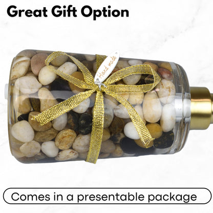 Handmade Refillable Soap Dispenser for Bathroom & Kitchen, Rocks Stone Soap Dispenser with Gold Stainless Steel Pump