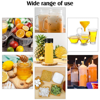 Sliner 200 Pcs 2oz Small Plastic Juice Bottles Ginger Juice Bottle with Lids Liquid Vial Reusable Clear Beverage Container with Lid, Freezer Safe, Leak Proof for Milk, Water(Black Lid)