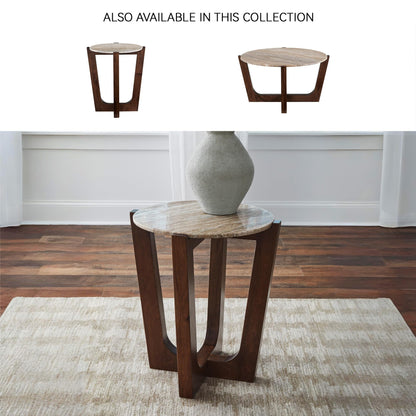 Signature Design by Ashley Tanidore Casual Marble Tabletop End Table with Cross Legs, Light Brown & Dark Brown