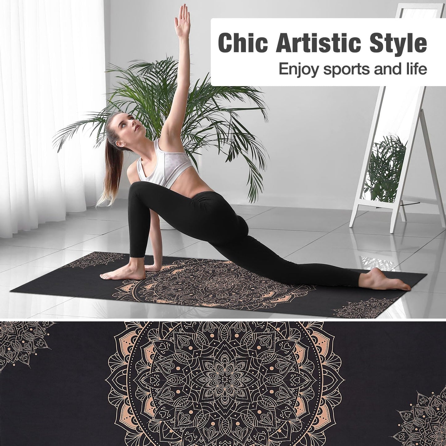 MoKo Yoga Towel, Non Slip Hot Yoga Blanket Printing Pattern Quick Dry with Corner Pocket for Bikram, Pilates, Gym Workout, Outdoor Picnic