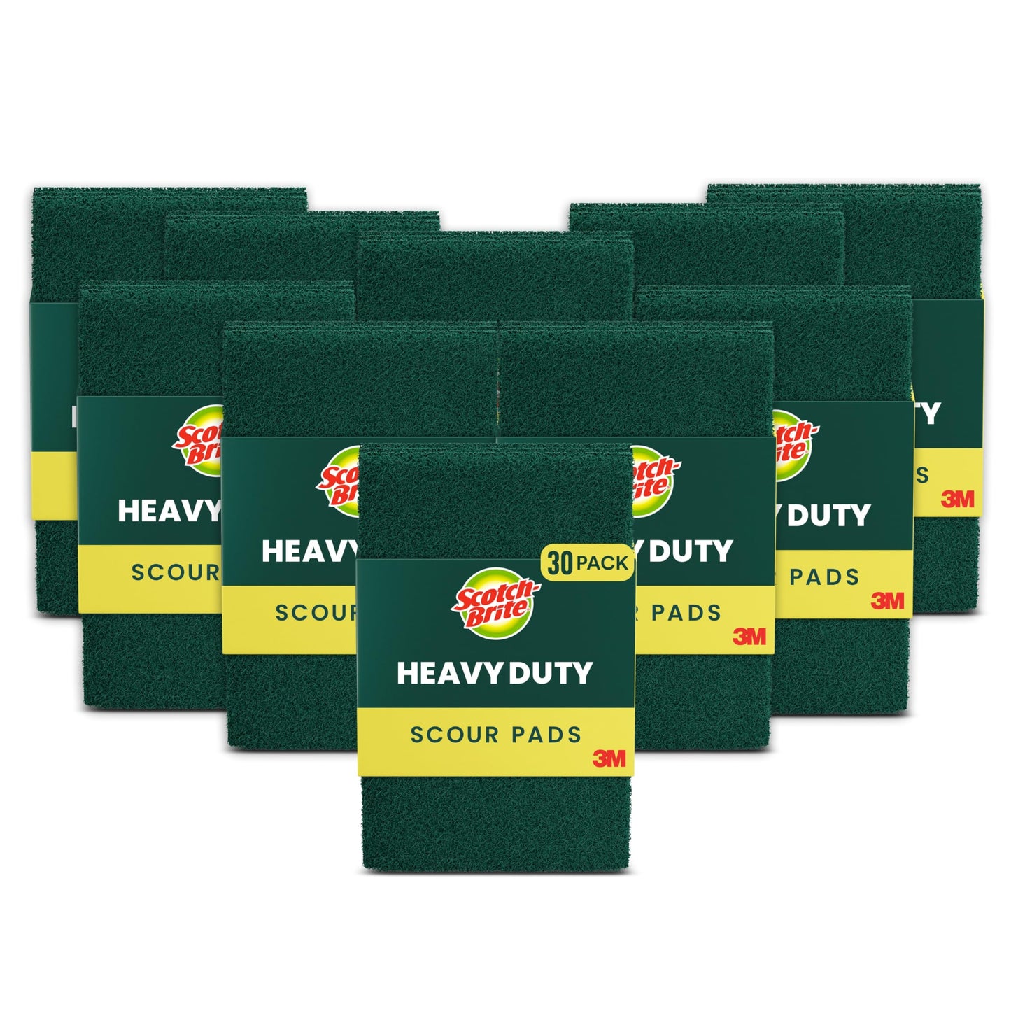Scotch-Brite Heavy Duty Scouring Pad, Durable and Long-Lasting Dish Scrubber for Kitchen + Outdoor, 30 Scrub Pads for Uncoated Pots and Pans, Cast Iron Cooktops, Grill Grates, Oven Racks, and BBQ
