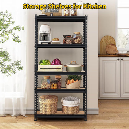 MilleLoom 48 in l x 18 in w x 72 in h 5-Tier Heavy Duty Storage Shelving Unit, 2500 LBS Capacity, Adjustable Metal Rack for Garage, Kitchen Pantry, Basement Organization