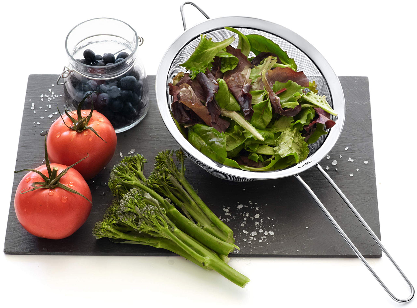 Proto Future Strainer Set Fine Mesh – Premium 304 Stainless Steel (18/8) – 8″, 5.5″ and 3.3″ Sturdy Kitchen Strainers (Silver)