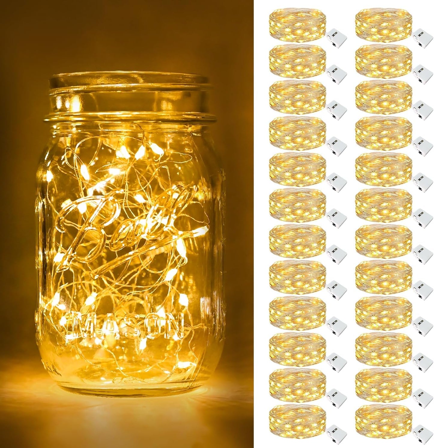 24 Pack [3 7ft 20 btfarm Fairy Lights Battery Operated Modes], Led Twinkle Lights String Lights Waterproof Bulk Small