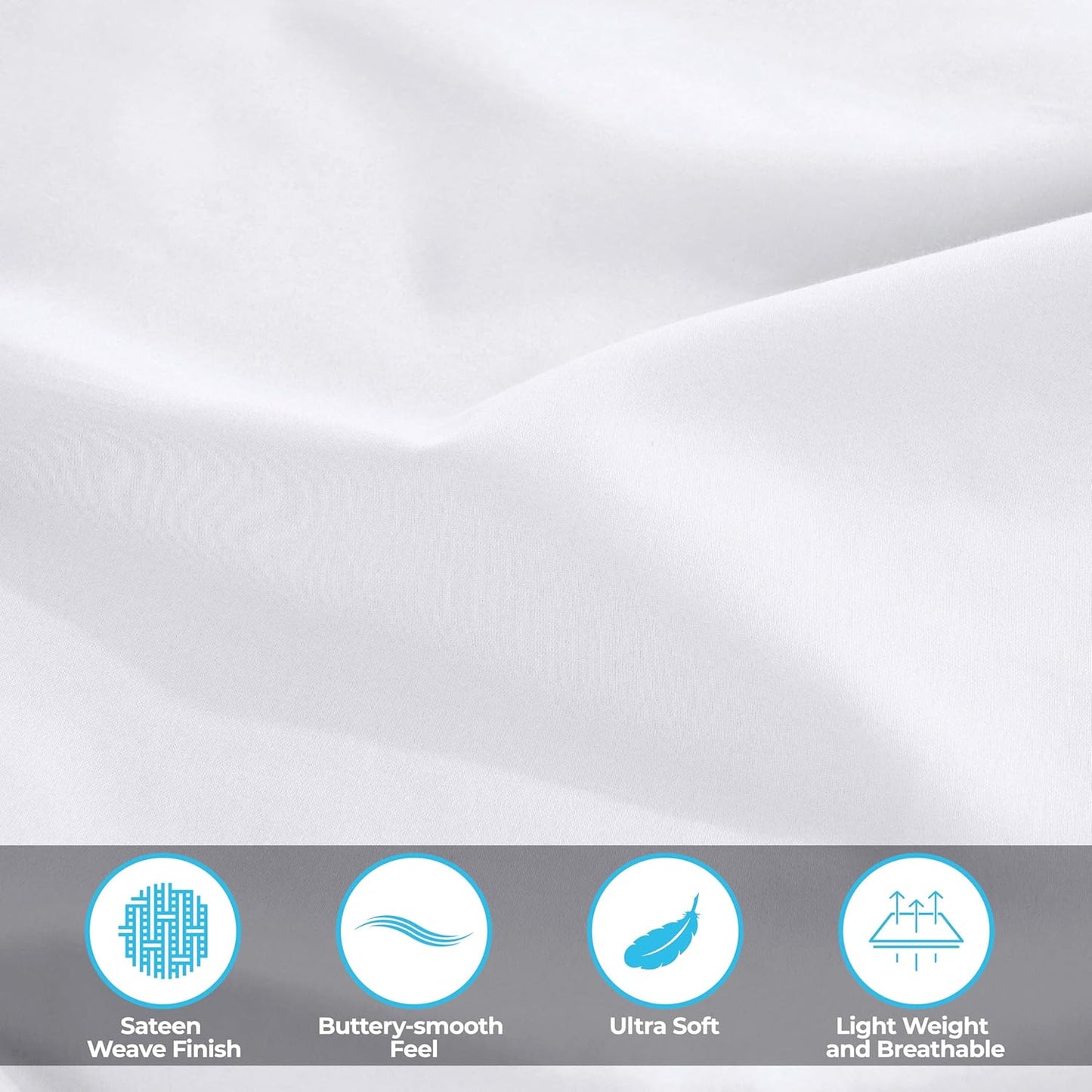 400 Count Set, 1 1 2 Superior Egyptian Cotton Thread Bed Sheet Elastic Deep Pocket Fitted Sheet, Flat Sheet