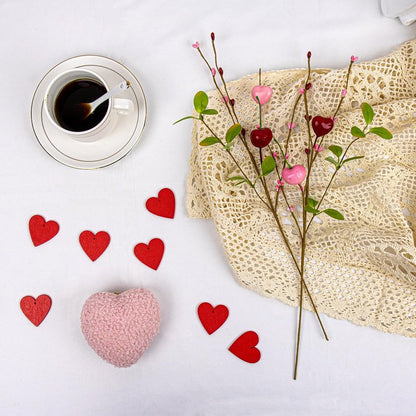 Yawwind 12 PCs Valentine Table Centerpieces 17 Inches Valentines Picks Valentines Day Floral Stems Romantic Heart Flower Picks with Cherry for Gift Vase Table Centerpiece Wedding Indoor Decor