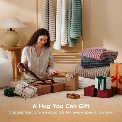 Bedsure GentleSoft Twin Blanket - Cozy Fleece Blanket for College Dorms | Off White, 60x80 Inches
