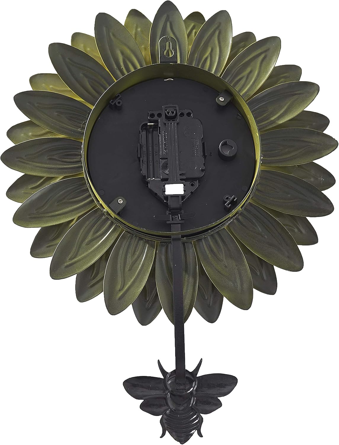Wall Hanging Flower Clock with Analog Number Face, Sunflower Design