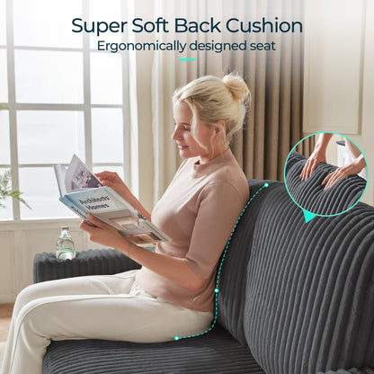 LINSY HOME Sectional Sleeper Sofa Pull Out Couches for Living Room (Grey, Pull Out Couch) | Pull Out Sofa Bed, Storage, USB Charging, Cup Holders, Plush Corduroy