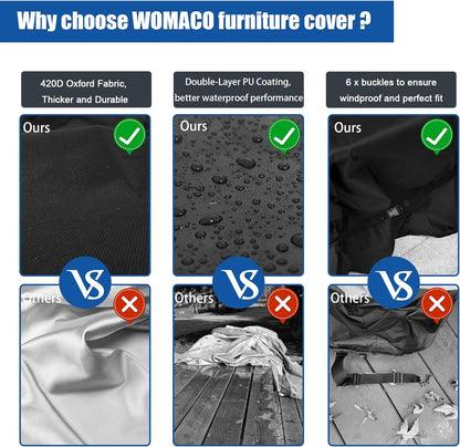 41.3" 24.4" 32.3" WOMACO Outdoor Dining Cart Cover, Waterproof Prep Table Cover for Movable Double Shelf Worktable