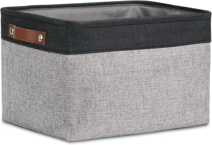 DULLEMELO Fabric Storage Basket for Organizing Clothes, Toys, Towels, Laundry, Nursery - Black & Gray