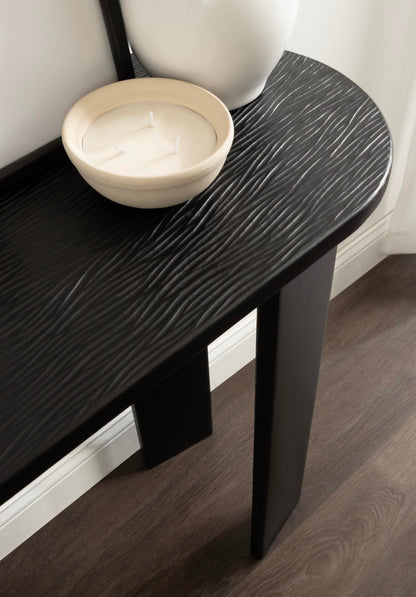 Kate and Laurel Yesenia Modern Capsule Mango Wood Console Table, 36 x 14 x 29, Black, Transitional Decorative Entryway Table with Textured Tabletop Design for Entry Decor Option