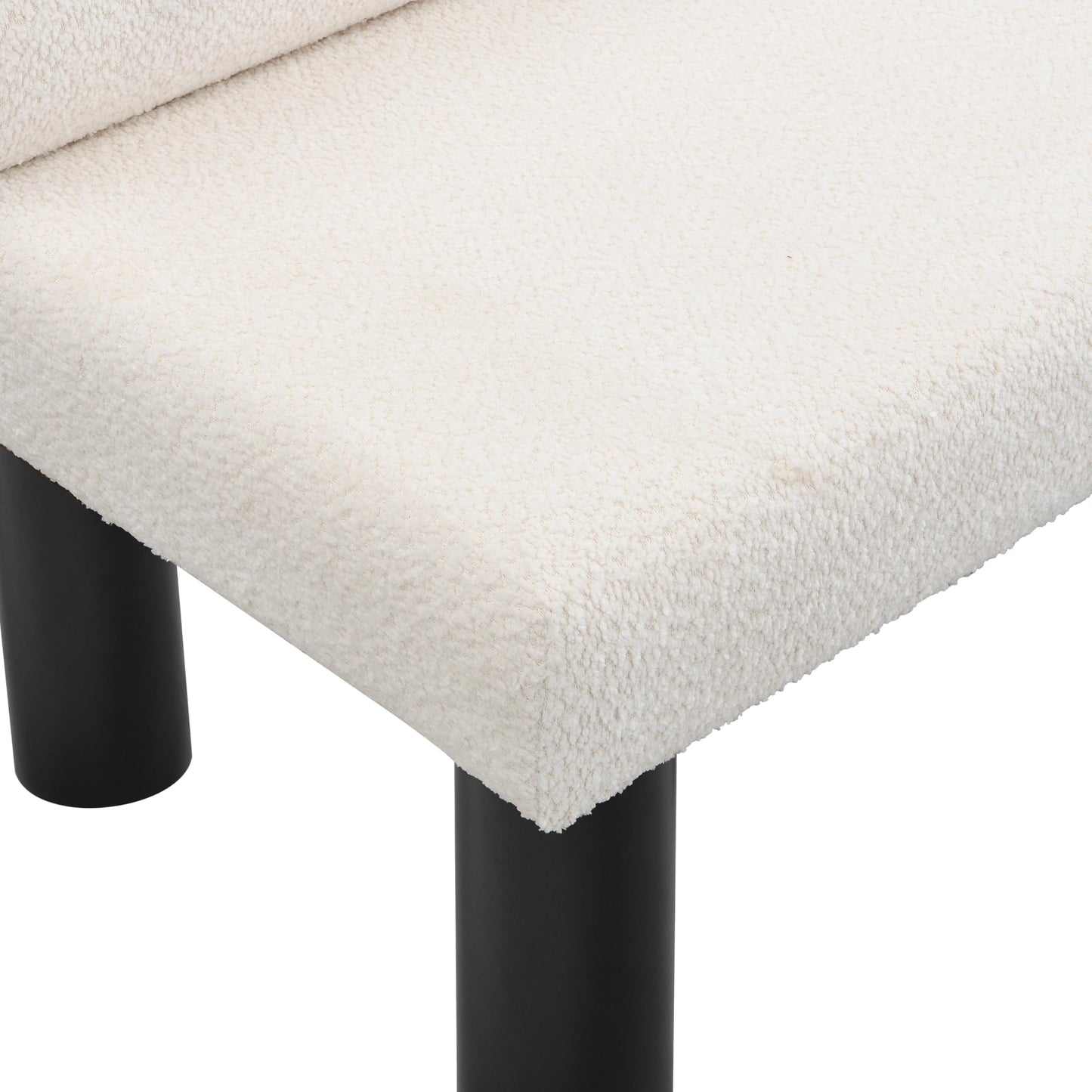 Christopher Knight Home Wally Boucle Upholstered Dining Bench, Modern Large Dining Room Chair, Entryway Ottoman Bench, Bedroom End of Bed Seating, Armless Desing and Wooden Frame, Milky White+Black