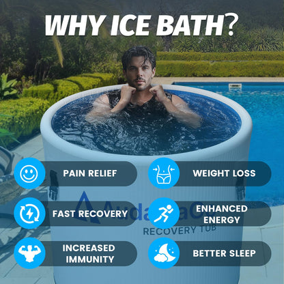 XXL Ice Bath Tub for Athletes, Compatible with Water Chillers, 186-Gallon Inflatable Cold Plunge Tub with Insulated Lid, Step, Water-Absorbent Mat, Portable for Outdoor & Indoor Recovery