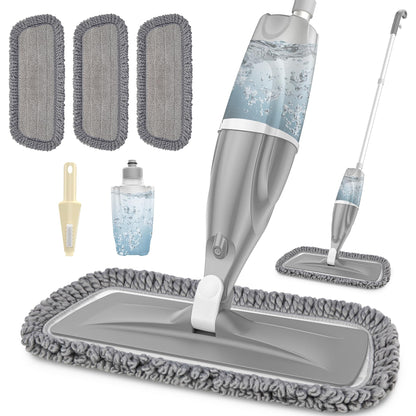 Microfiber Spray Mops for Floors Cleaning: EXEGO Dust Wet Mop with 3 Washable Reusable Pads for Swiffer Powermop &1 Refillable Bottle - Flat Floor Mop for Hardwood Laminate Ceramic Tiles Vinyl Wood