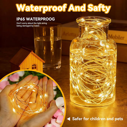 Twinkle Fairy Lights - 33ft 100LED Waterproof String Lights with Remote & Timer | Warm White for Indoor Decor